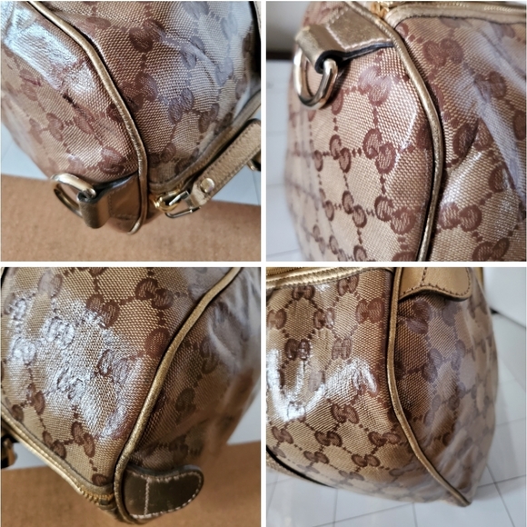 GUCCI GOLD CRYSTAL CANVAS MEDIUM JOY BOSTON BAG - Picture 7 of 13